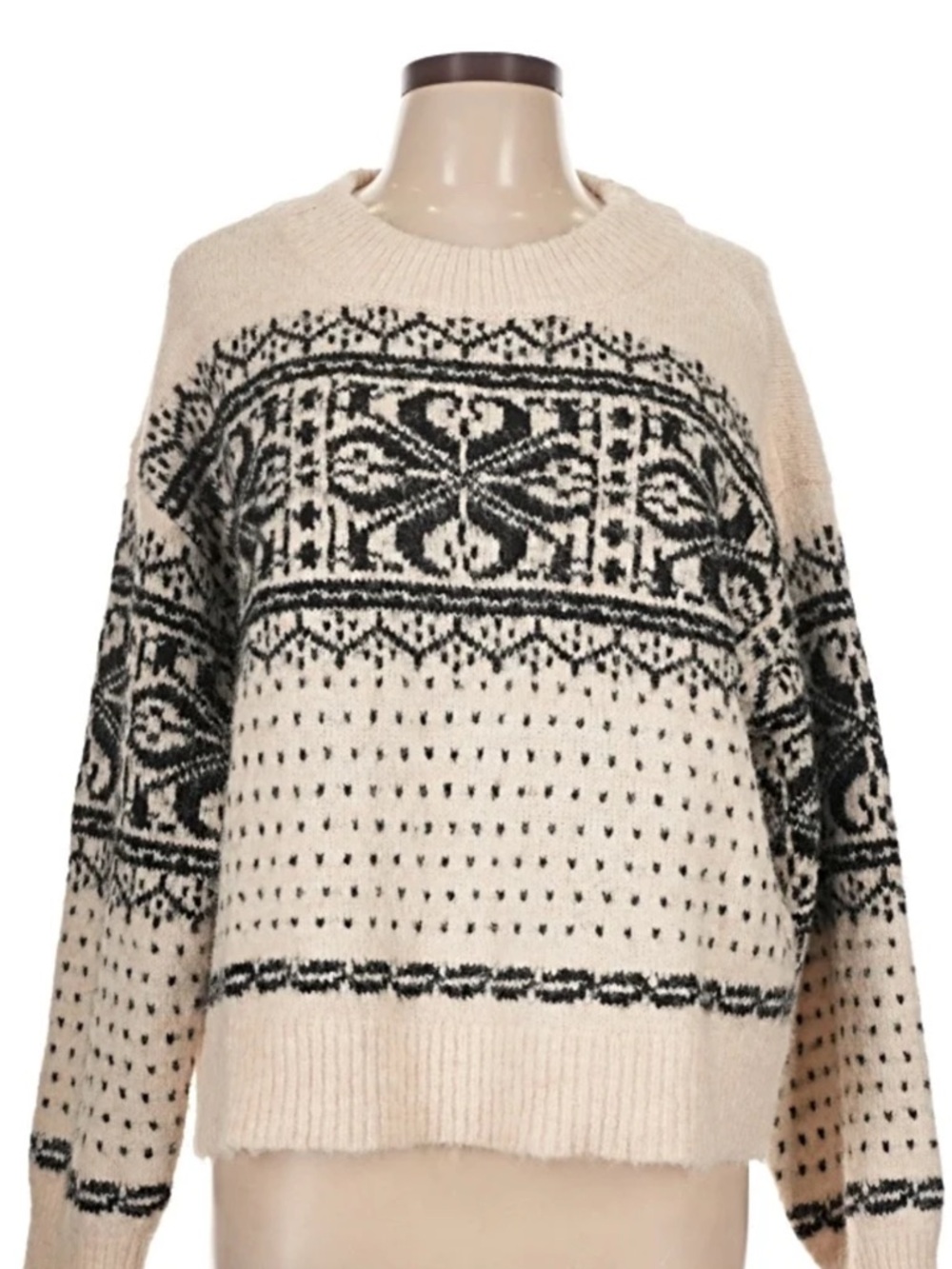 Sz XL Universal Thread Fair Isle Alpine pullover crewneck sweater wool blend